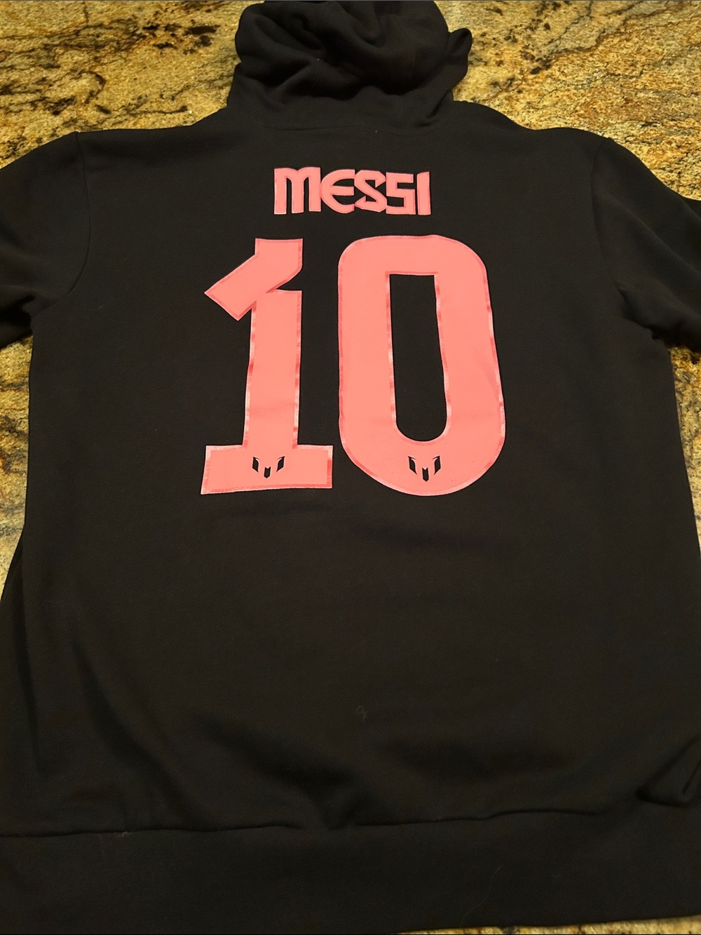 Adidas Messi Black Hoodie with Pink '10' Graphic